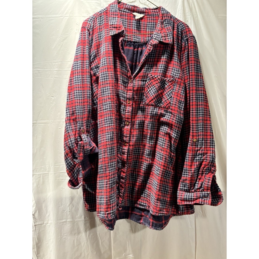 Women's Long Sleeve Plaid Button Up Hiking Fishing Shirt (roll up sleeves) 26/28